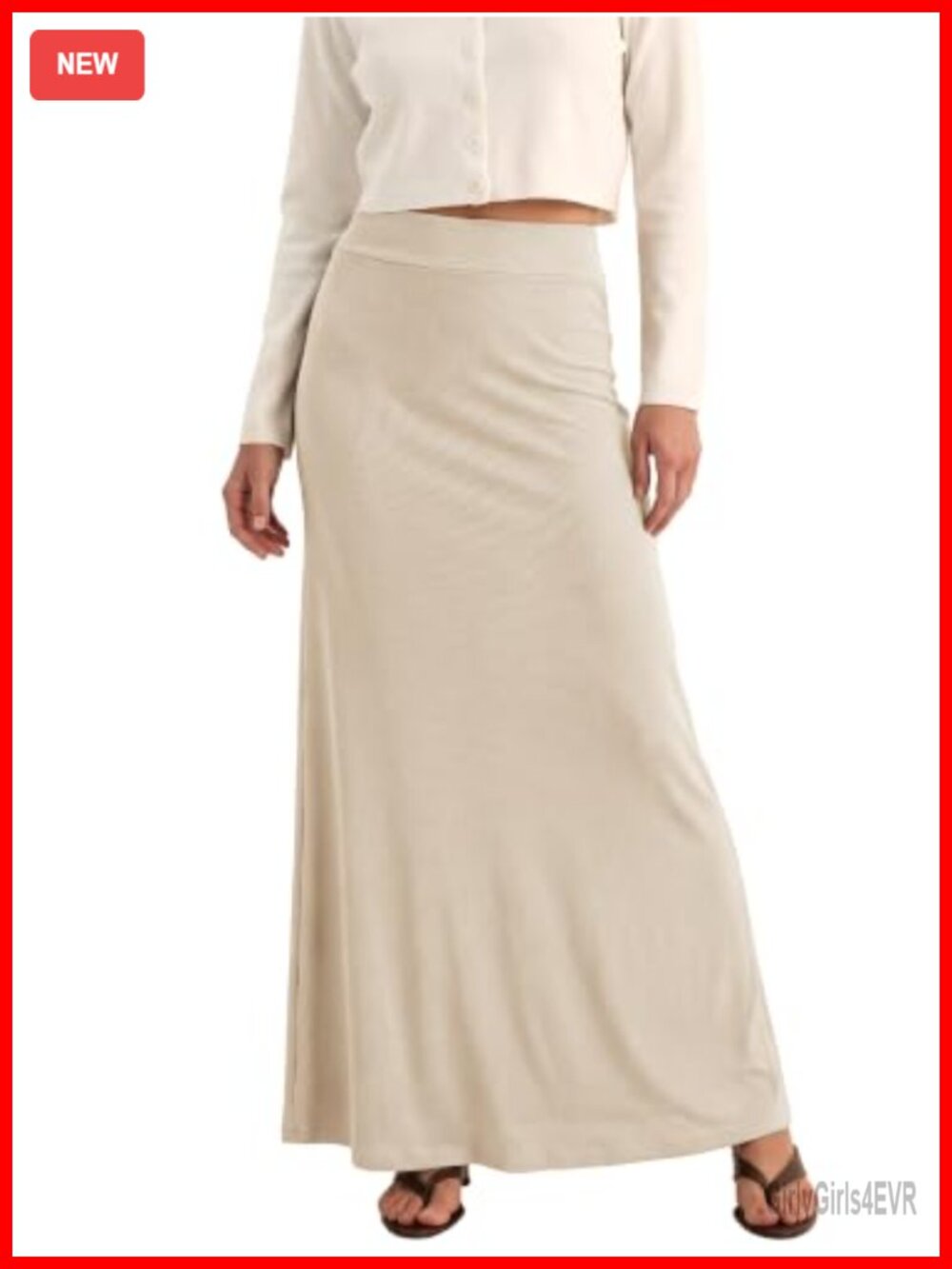 High Waisted A-Line Maxi Skirt Viscose Spandex Pull-On Flowy